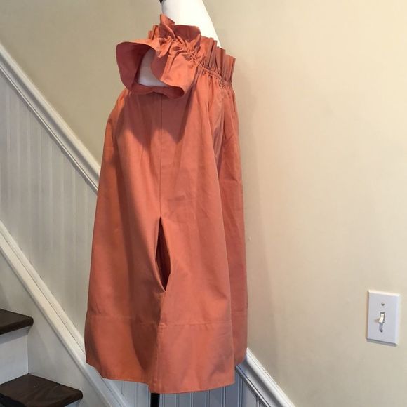 FREE PEOPLE Boho Gathered Collar Off The Shoulder Dress w. Pockets Sz Small - Picture 3 of 5